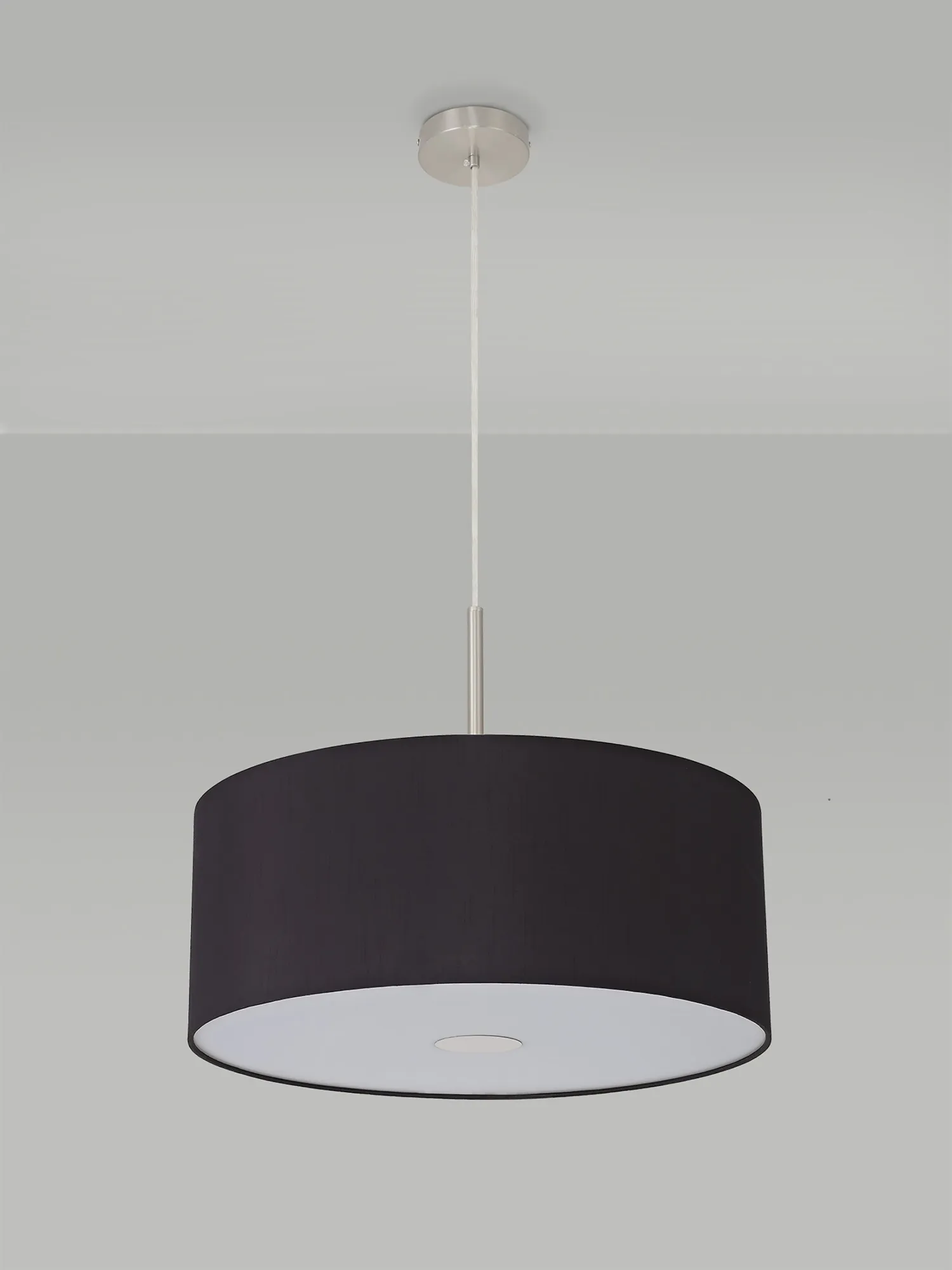Baymont 50cm Pendant 1 Light Satin Nickel, Black, Frosted Diffuser DK0309  Deco Baymont SN BL